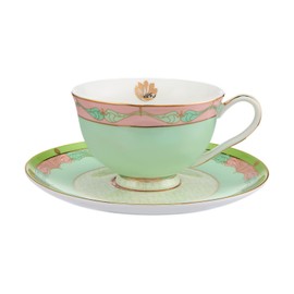 Maxwell & Williams Wicked Pink Goes Good with Green Footed Cup and Saucer in Elphaba Gift Box, 200 ml Capacity, Green