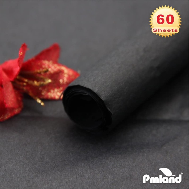 PMLAND Gift Wrapping Tissue Paper- Black Color - 20 Inches
