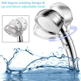 GENMAIGOU Modern 3-Setting Detachable Shower Head with 59-Inch Hose, High Pressure Water Saving, 360 Rotating Adjustable Handheld Shower Head with ON/OFF Switch and 3 Spray Modes, Chrome Finish
