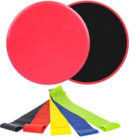 2 Pack Core Exercise Sliders - with 5 Levels Resistance Bands, Dual-Sided Gliding Discs for Stretching, Strength Training, Stability and Core Workouts