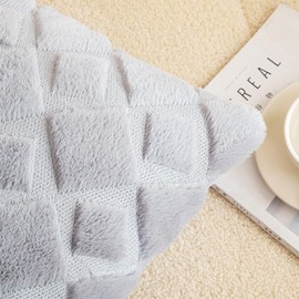 SHITURRE Set of 2 Geometric Plush Throw Pillow Covers 20"x20", Boho Decorative Throw Pillows for Bed Room, Farmhouse Grey Accent Couch Pillow Cases Cushion Covers