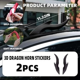 Car Roof Decoration 3D Devil Horn Car Accessories Stickers Beans Fun Wacky for Car Topper Creative Exterior Accessory for Mailbox Garden Dog House Home Decorations(Black)