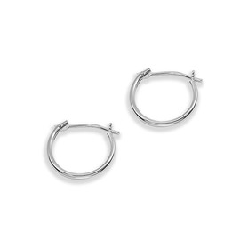 14K White Gold Tiny Small 12mm High Polished Round Thin Lightweight Unisex Hoop Earrings for Men Women Girls