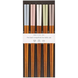 Sunlife S-03696 Chopsticks, Dishwasher Safe, Anti-Slip Treatment, Antibacterial, 8.9 inches (22.5 cm), Set of 5, Commercial Use, For Guests, Bamboo, Fluffy, Made in Japan