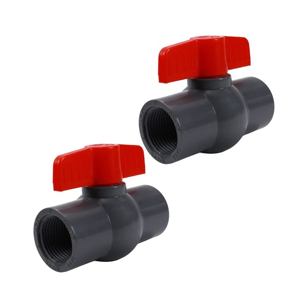 Othmro 2Pcs Ball Valve 32mm ID, PVC Socket End Shut