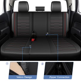 AOMSAZTO Seat Covers Fit for GMC Canyon : 2023 2024 2025 Crew Cab Denali AT4 Elevation AT4X Full Set Truck Pickup Faux Leather Car Seat Covers(5 Seats, Redline)