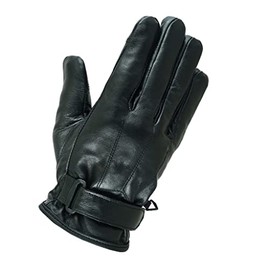 Leatherick Men’s Black Genuine Sheepskin Leather Gloves - Soft Liner Winter Gloves with White Threaded Double Stitching for Outdoor Activities (Black Thread, M)