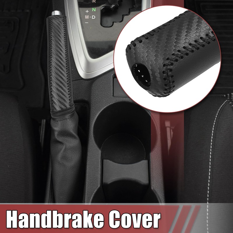 X AUTOHAUX Car Interior Handbrake Cover Protector Carbon Fibre Pattern