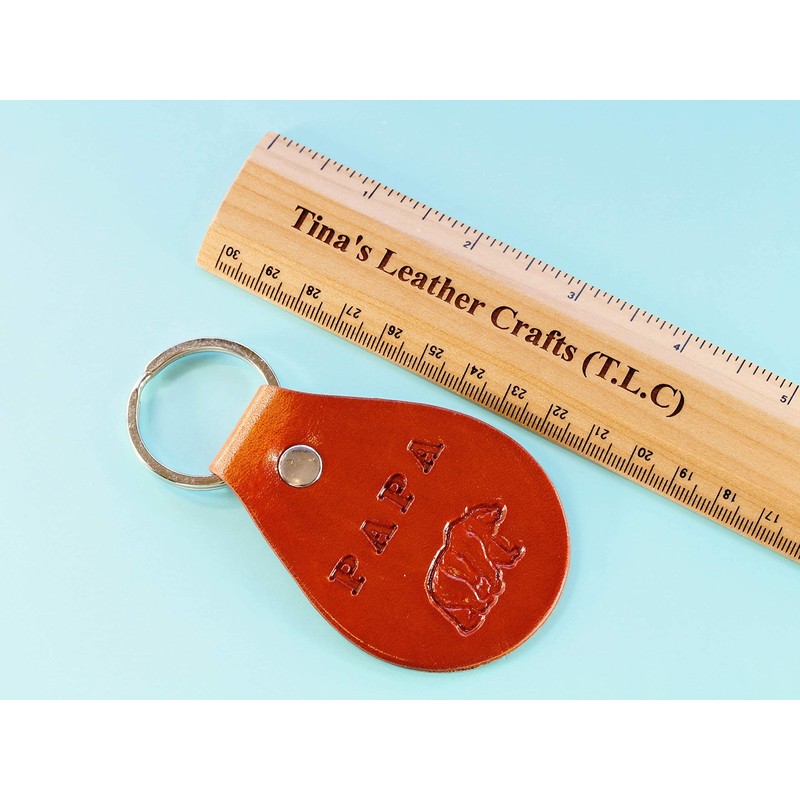 Handmade Premium Quality Leather Keyring - Papa Bear Keychain