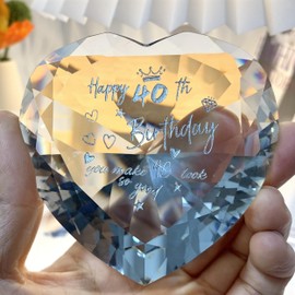 40th Birthday Gifts for Women,40th Birthday Gifts for Her Wife,Sister,Crystal Heart Keepsake Paperweight,40 Years Birthday Presents for Friend, Gilfriend