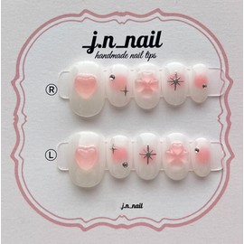[Popular]Unique peach cheek handmade nail tip - Almond / [인기]유니크 복숭아 치크 수제네일팁 - 아몬드