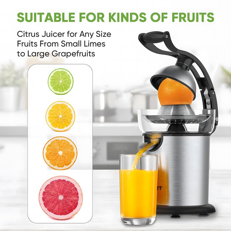 ASLATT Electric Citrus Juicer Squeezer Stainless Steel, Orange Juicer Electric,Homemade