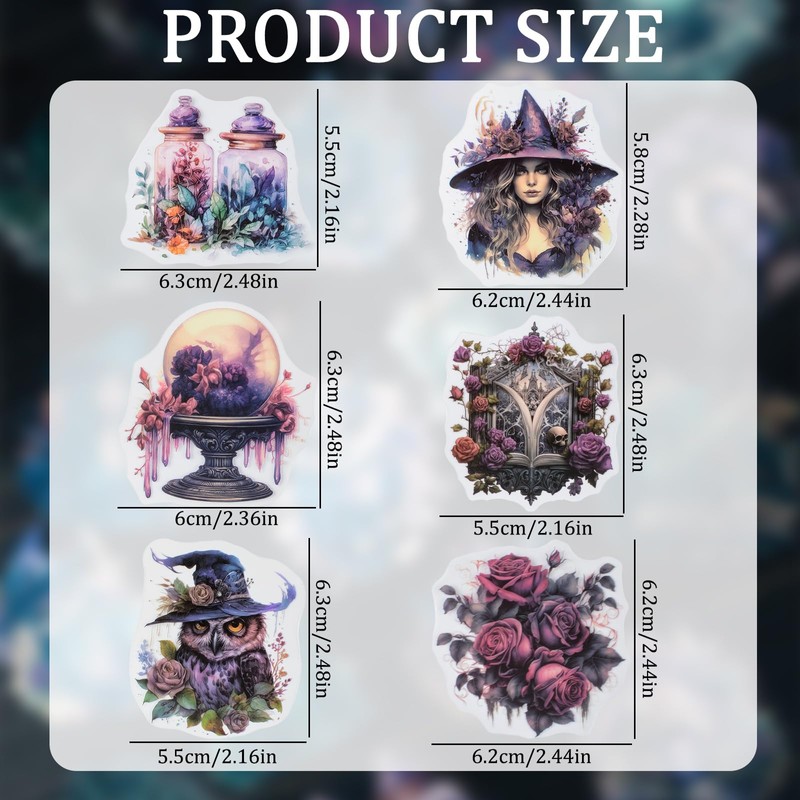 WANDIC 120 Pieces Gothic Style Stickers, 6 Styles Scrapbook Stickers