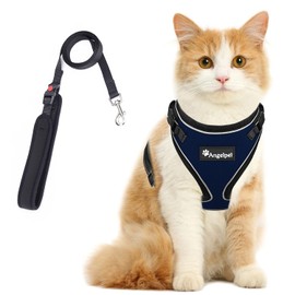 Angelpet Harness for Cats, Kittens, Puppies, Small Dogs, Walks, Outings, Won’t Slip off, Vest, Soft, Lightweight, Velcro, Torso Ring, Adjustable, Reflective, Breathable Mesh (Size XS, Blue)