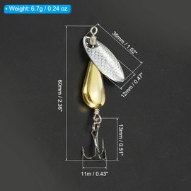 PATIKIL Trout Lures 1/4 oz, 5Pack Trout Fishing Lures Spinnerbait Treble Hooks Fishing Spinners Baits Tackle with Tackle Boxes for Freshwater Saltwater Fishing, Gold Tone