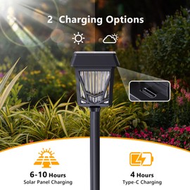 Raynic Solar Pathway Light, 6 Pack Pathway Lights Outdoor, Rechargable, Waterproof IPX6, Long Lasting Solar Landscape Lights for Walkway Path Yard Lawn Decor, Warm White