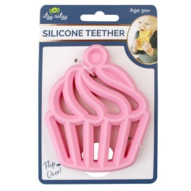 Itzy Ritzy Silicone Baby Teether – BPA-Free Infant Teether with Easy-to-Hold Design and Textured Back Side to Massage and Soothe Sore, Swollen Gums, Cupcake