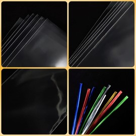100 Clear Treat Bags - 2x10 inches, with 4'' Twist Ties - 1.4 mils Thick OPP, Perfect for Parties & Gifts