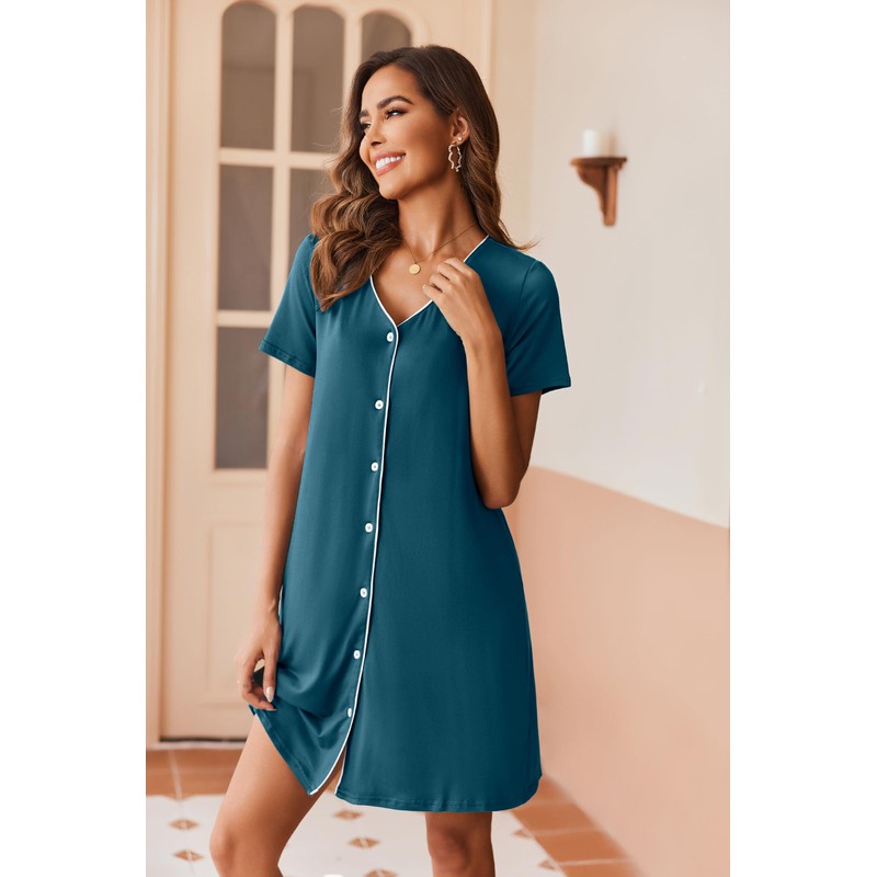 Ekouaer Women's Sleepwear Soft Nightgowns Button Down Sleepshirt Nursing Maternity