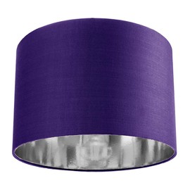 Contemporary and Chic Purple Cotton 12" Table or Pendant Circular Drum Lamp Shade with Shiny Silver Inner - 60watt Maximum by Happy Homewares