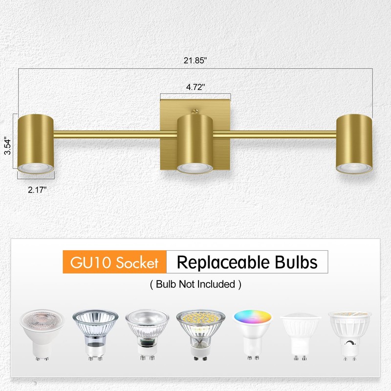 BoostArea 3 Light Track Lighting Fixtures Ceiling, Gold Kitchen Lighting