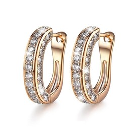 Rhinestones Hoop Earrings for Women Bohemian Hoop Dangle Earrings Silver Gold Crystal Circle Hoop Earrings for Teen Girls Hypoallergenic Shinning Earring Jewelry Gifts (Gold)