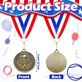 Remuuly 30 Pcs Award Medals Bulk 2'' Winner Metal First Place Metal Trophy with Neck Ribbons Winner Award Prize Gift for Tournaments Match Sports Competition Teams(Gold,Tennis)