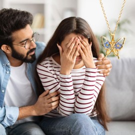 SODLYUE Sympathy Gifts for Loss of Loved One, Memorial Gifts Jewelry for Loss of Loved one, Forget Me Not Pressed Flower Necklace, Butterfly Memorial Gifts, In Memory of Loved One