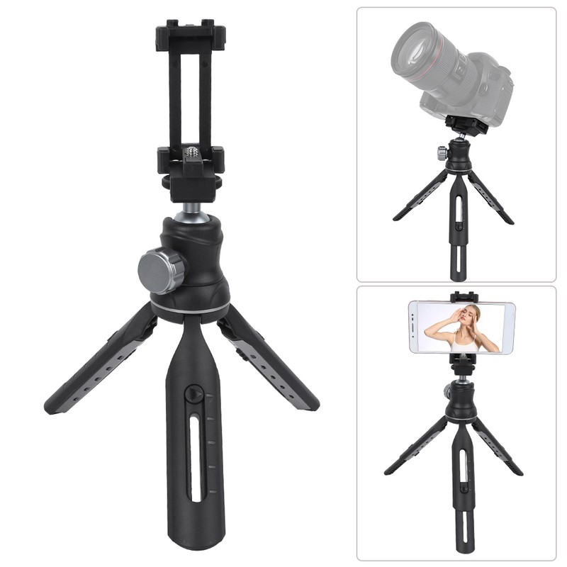 Mini Metal Desktop Tripod Stand Selfie Vlog Handle for Mobile
