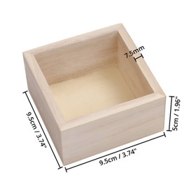 BELLE VOUS Wooden Storage Box Square Untreated Wooden Boxes (Pack of 4) - 9.5 x 9.5 x 5 cm Rustic Boxes Made of Natural Wood Storage Box Wooden Box for Home, Decoration, Collectors, Plants, Crafts
