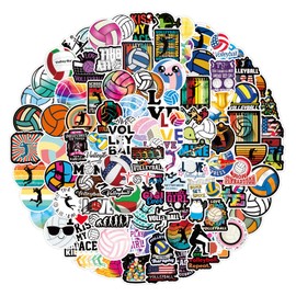 Volleyball Stickers | 100pcs Waterproof Vinyl Decals Stickers for Gym Wall, Water Bottles, Laptop, Cups, Skateboard, Phone, Guitar