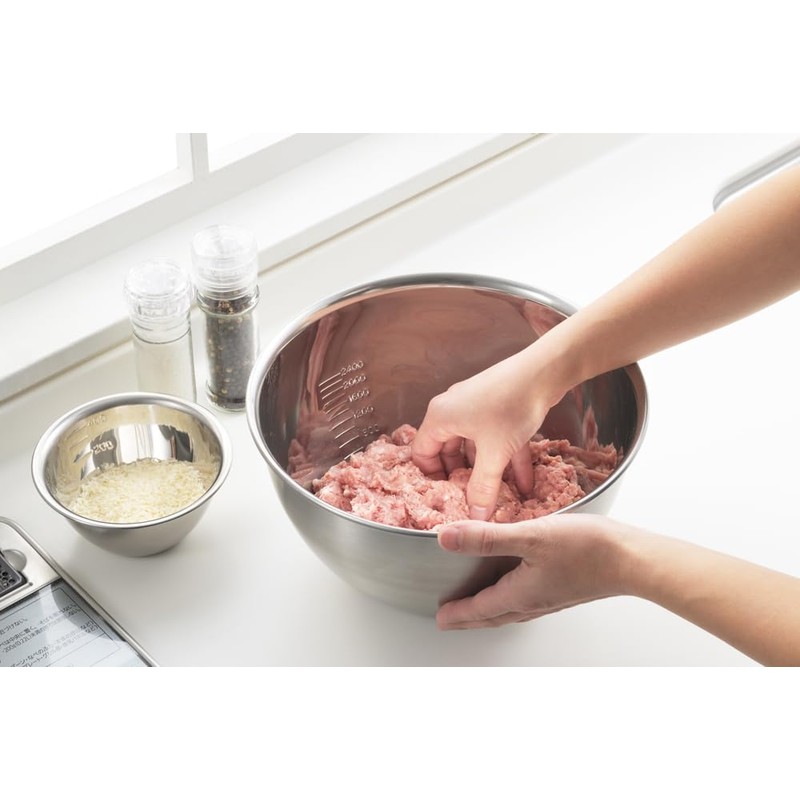 ヨシカワ(Yoshikawa) ボウル シルバー 24cm 目盛付 ジャストにフィット SJ1396