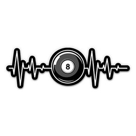 8 Ball Heartbeat Pool Billiards Stickers - 2 Pack - Waterproof Vinyl for Car, Phone, Water Bottle, Laptop - Pool 8 Ball Decals (2-Pack)
