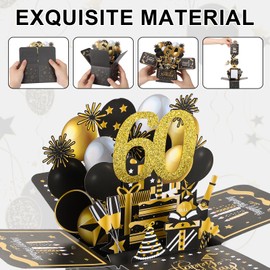 saerryor 60th Birthday Card, 60th Birthday Pop-Up Greeting Card for Women 3D Pop Up Greeting Card with Note and Envelope 60th Birthday Gifts for Daughter Wife Husband Women