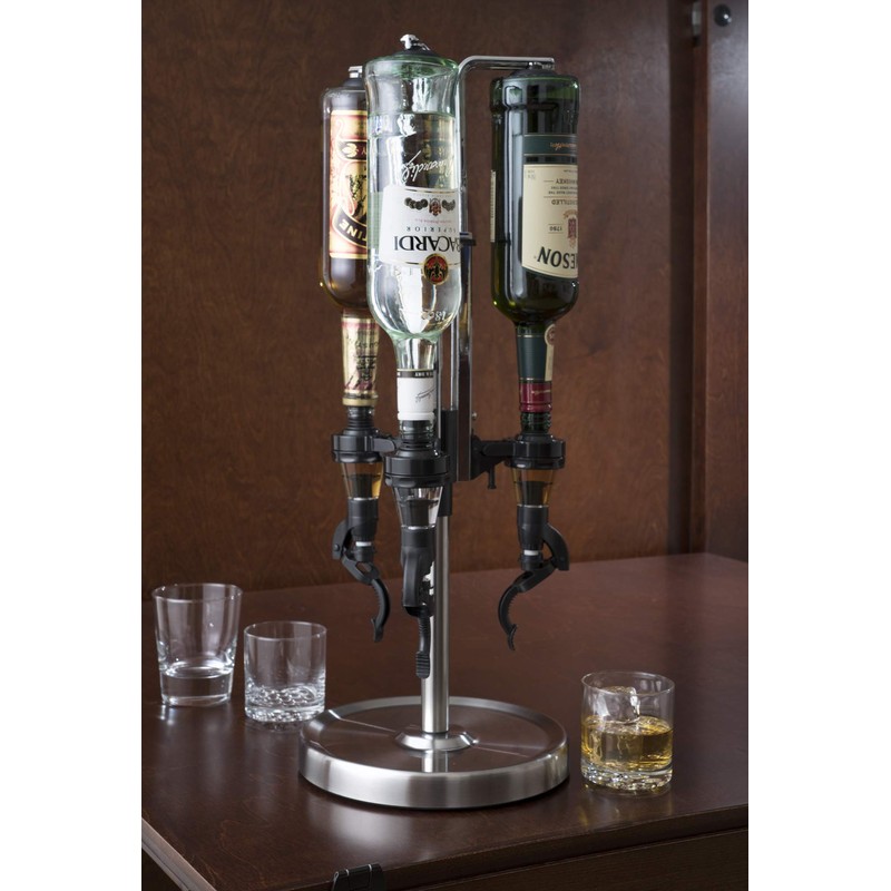 OGGI Professional 3-Bottle Revolving Liquor Dispenser, Stainless Steel