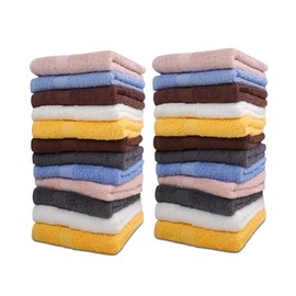 ZUPERIA Classic Towels, Face Washcloths (24 Pack, 12" x 12") 100% Cotton Premium Quality and Ultra Soft Wash Cloth Set for Bathroom and Home | Highly Durable High Absorbency and Stylish
