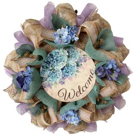 What A Mesh by Diana Welcome Hydrangeas Spring Wreath Handmade Deco Mesh