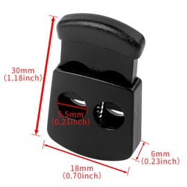 DYZD Multi-Purpose Plastic Double Hole Cord Lock for Drawstring, End Spring Stops Toggle Stopper for Paracord(Black 10PCS)