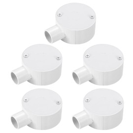sourcing map 5Pcs PVC Conduit Box Junction Box 1 Way 20mm with Cover, M4 Screws for Home Hose Electrical Conduit Electronic Projects