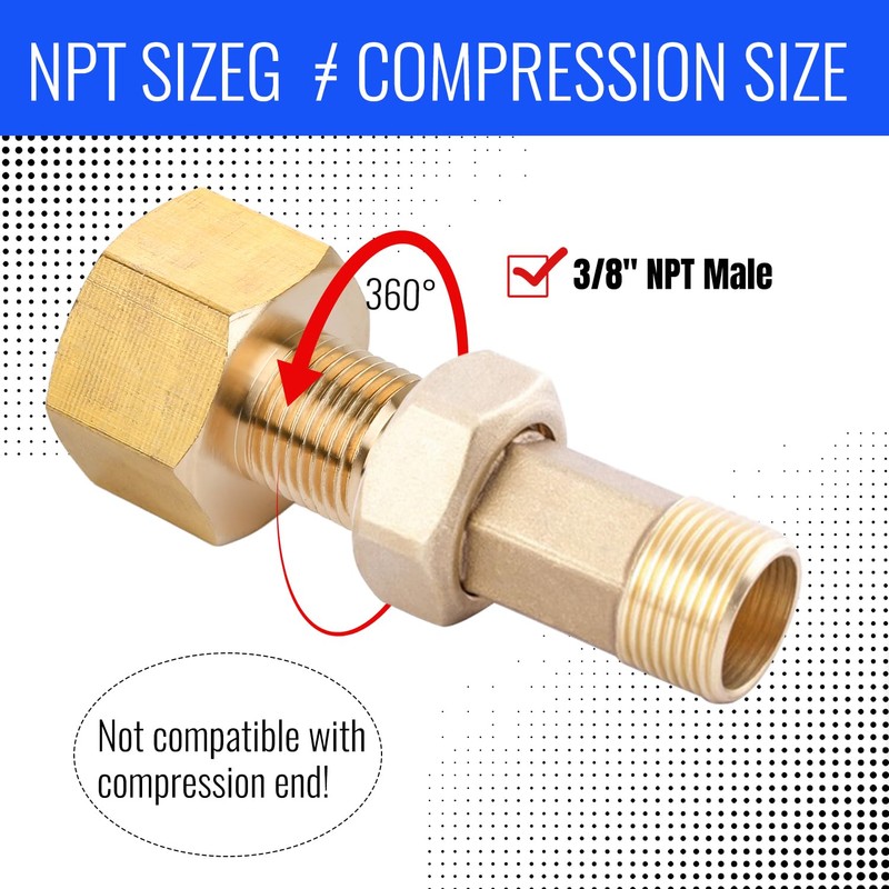 Brass Pipe Adapter - 5/8" SAE Female to 3/8" SAE