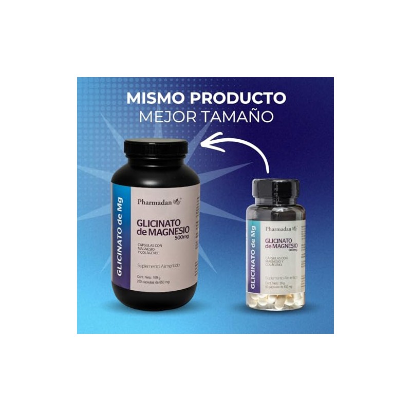 Glicinato Magnesio 500 Por Cápsula 260 Cápsulas Alta Concetración