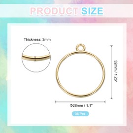 uxcell 36 Pcs Open Bezel, Round Resin Bezels Pendants Open Back Bezels Metal Hollow Frame Charm for DIY Resin Crafts Earrings Jewelry Making, Gold