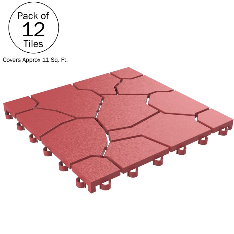 Pure Garden 12-Pack Polypropylene Interlocking Patio Deck Tiles - Weather-Resistant