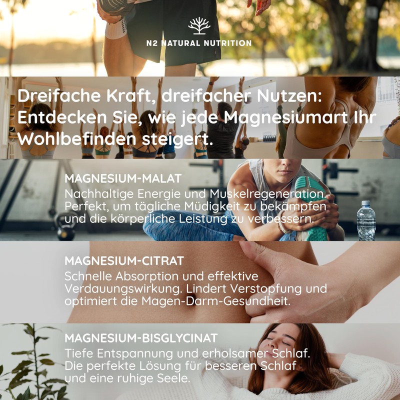 Triple Magnesium. 180 Kapseln. N2 Natural Nutrition
