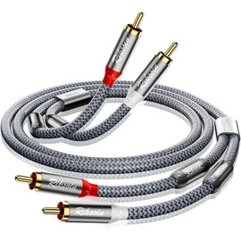 RIKSOIN RCA Cable 【Technological Innovation・Reduction of Magnetic Ring Noise】 2RCA-2RCA (Red/White) Male-Male RCA Pin Plug RCA Audio Cable Durable Nylon Braided Suitable for HDTV, Home Theater