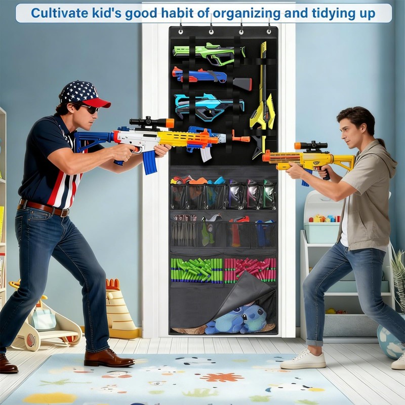Over the Door Organizer for Toy Guns, Storage Hanger with