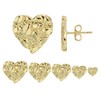 14k Gold Rough Textured Cookie Heart Shape Nugget Stud Earrings