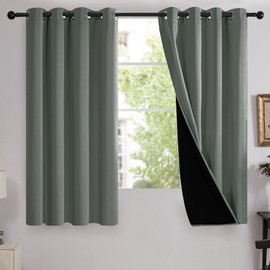Deconovo 100% Blackout Curtains for Bedroom, Thermal Insulated and Noise Reducing Drapes, Room Darkening Window Curtains with Double Layer, Oeko-TEX Certified (Dark Grey, 52x54 Inch, 2 Panels)