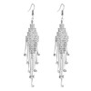 BUKEQILA Women's Silver Colour Rhinestone Crystal Earrings Lightweight Long Tassel