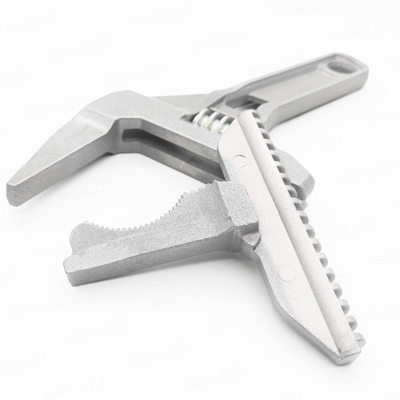 SABLUE Adjustable Wrench Spanner Reversible Jaw Pipe, Self-gripping angled teeth